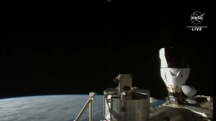 The SpaceX Dragon Endurance, which will carry Crew-5 back to Earth, is seen docked to the space station ahead of its departure. Credits: NASA TV.