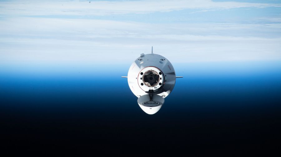 The SpaceX Dragon Endurance crew ship, carrying four Crew-5 members, approaches the International Space Station with the Earth's horizon in the background in this photo from Oct. 6, 2022. Credit: NASA/Kjell Lindgren