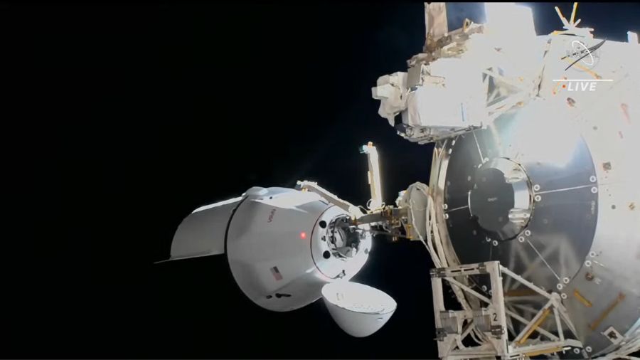 SpaceXâs 27th commercial resupply mission docked to the Harmony module's space-facing port at 7:31 a.m. EDT today as the station was flying 261 miles over northeastern China.