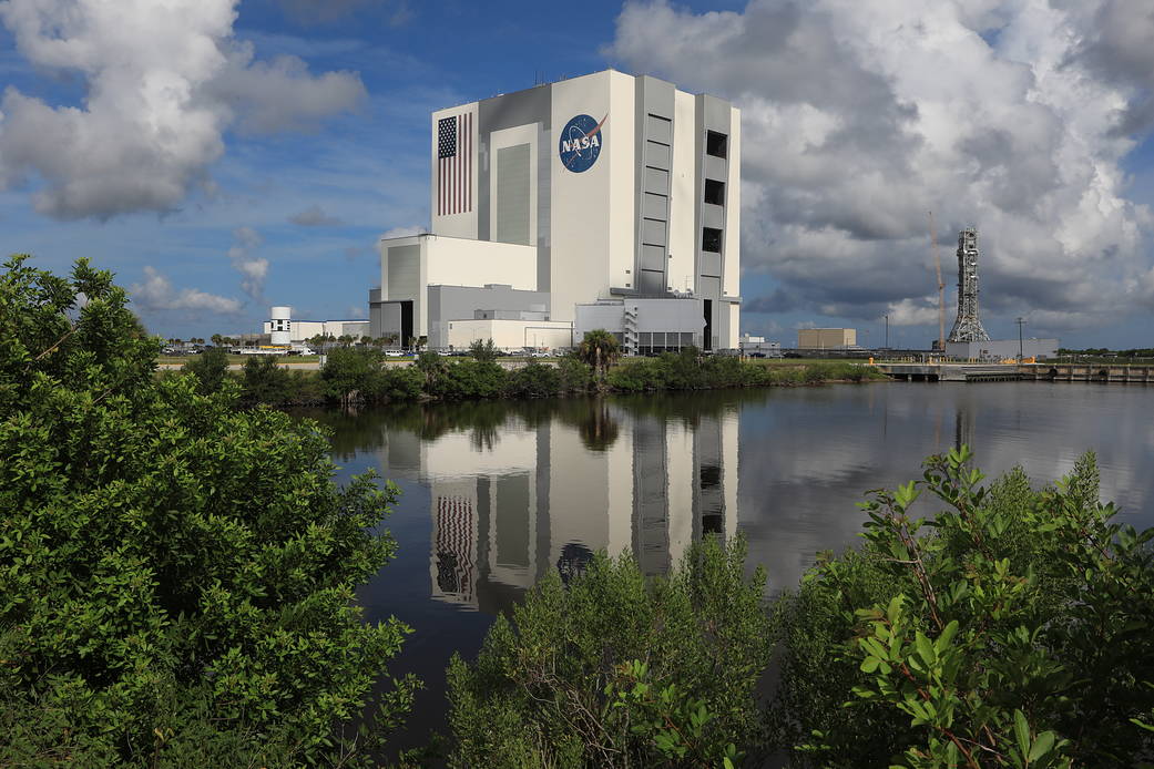 Aeroshells for the Ascent Abort-2 (AA-2) Flight Test rolled out from the VAB