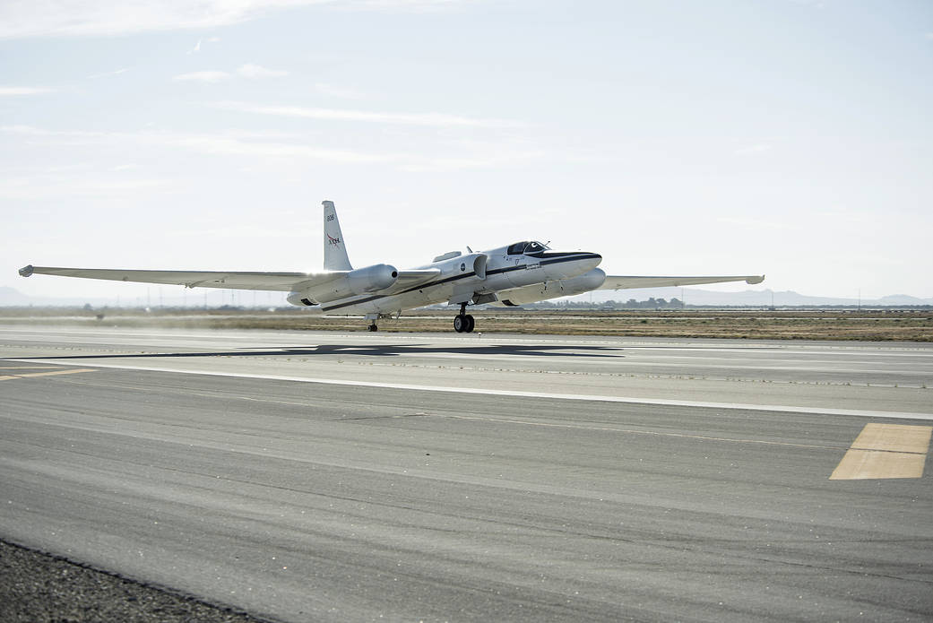 NASA ER-2 takes off from the Los Angeles County Airshow.