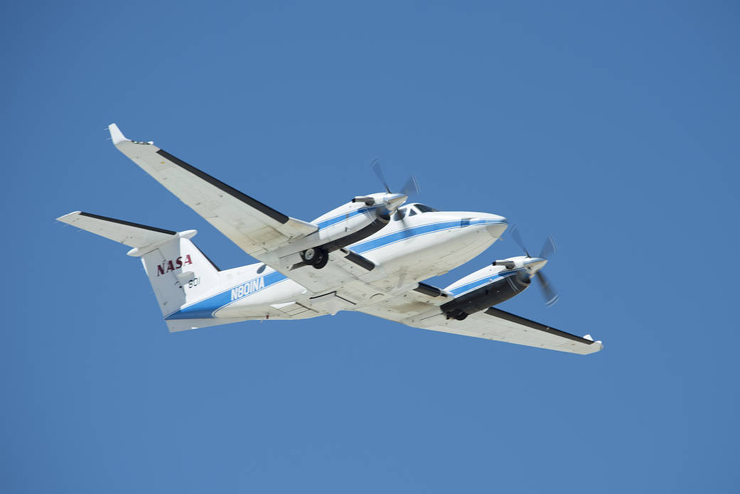 NASA’s B200 taking off for an eight-hour science flight on March 12.