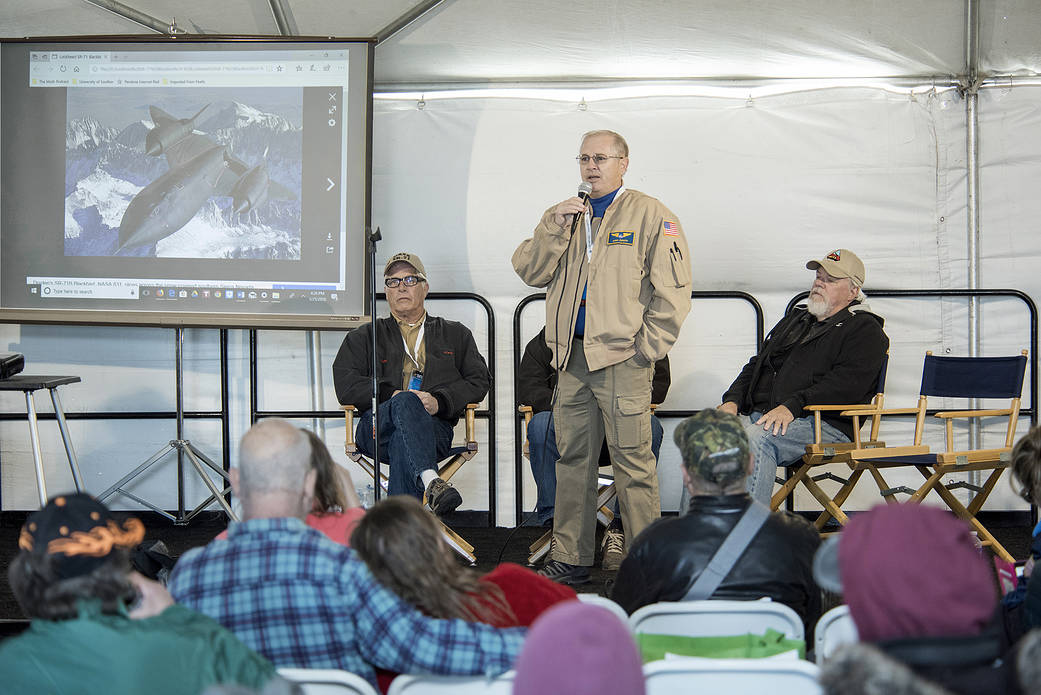 Panel discussion at L A County Air Show.