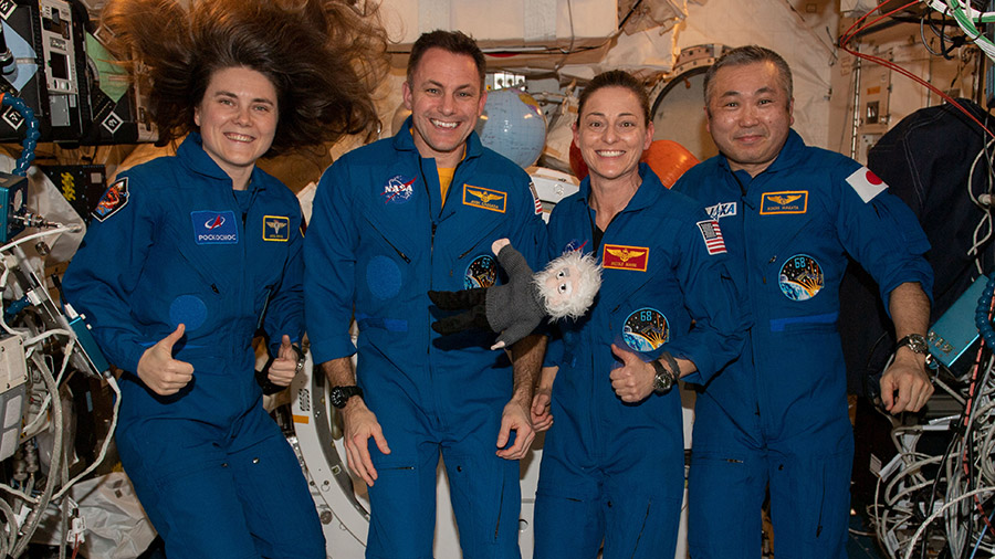 Expedition 68 Flight Engineers (from left) Anna Kikina, Josh Cassada, Nicole Mann, and Koichi Wakata, are preparing to return to Earth this weekend.