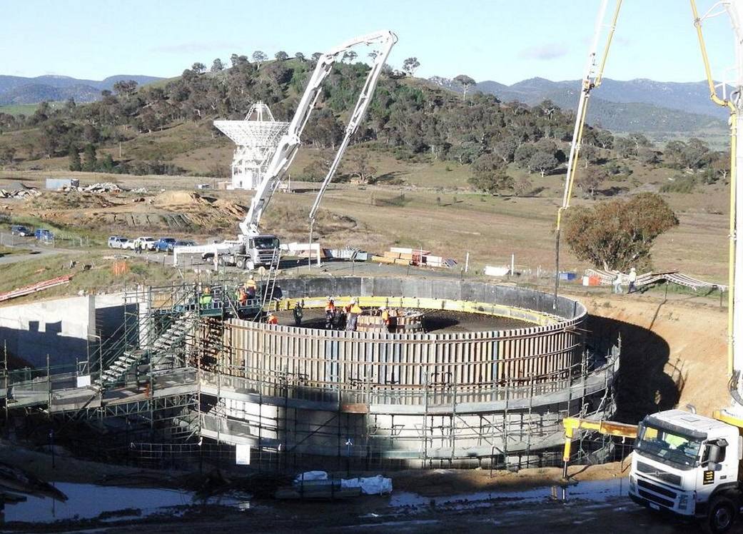 Pouring Concrete to Complete DSS-36s Pedestal