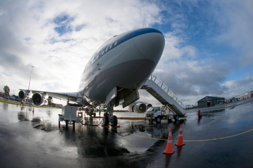 On the rain-soaked ramp at its deployment base at Christchurch International Airport, New Zealand. NASA's SOFIA flying observato
