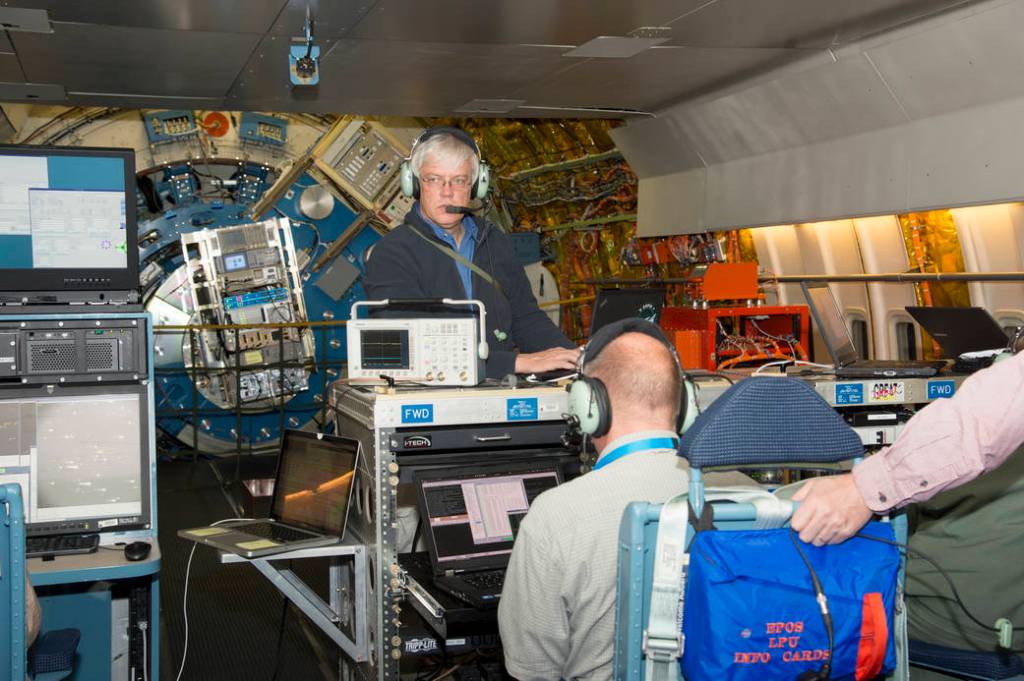 Jurgen Stutzki, deputy principal investigator for the GREAT spectrometer, was aboard the SOFIA flying observatory for a flight t