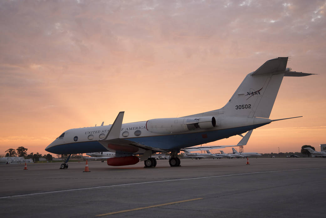 NASA’s C-20A prepares for an early morning flight over the Louisiana Coast 