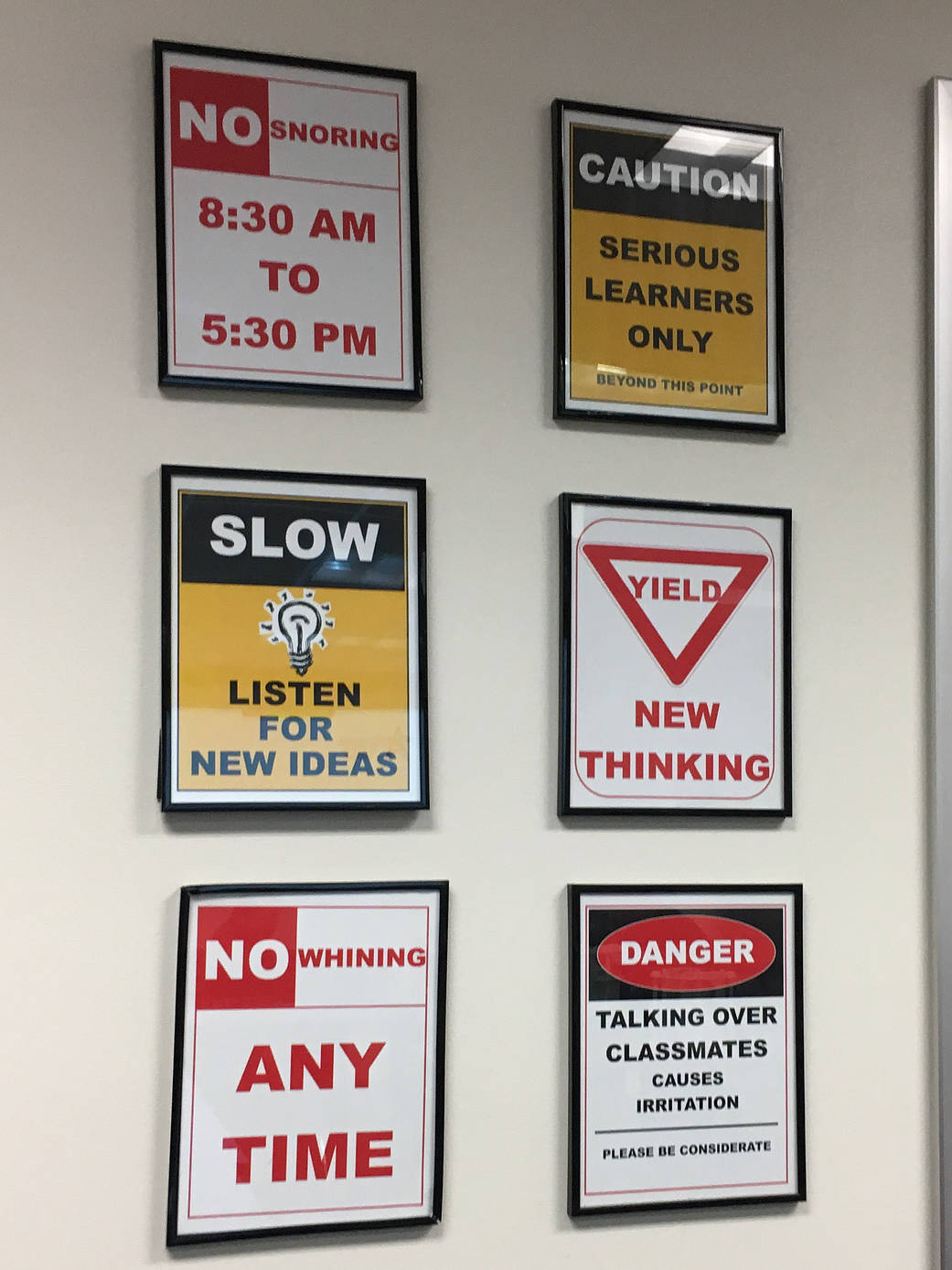 Signs on a wall