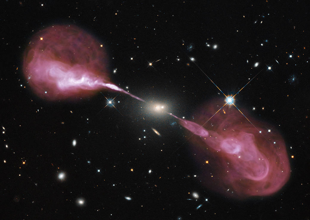 jets are powered by the gravitational energy of a supermassive black hole in the core of the elliptical galaxy Hercules A