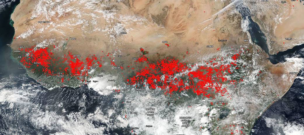 Fires across Central Africa