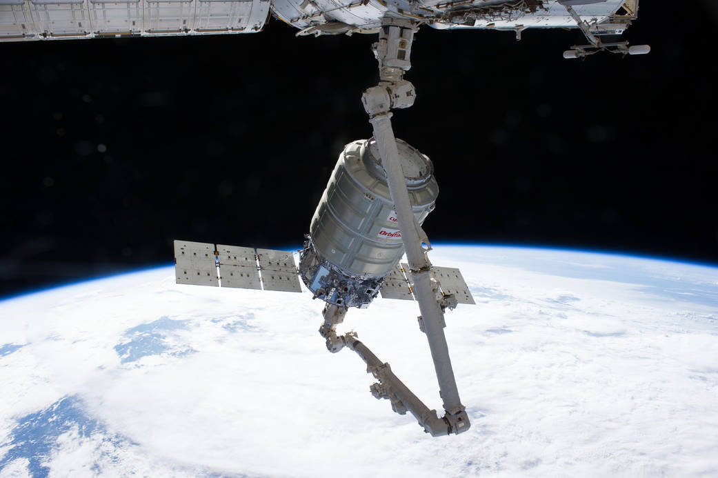 Cygnus Captured by Station's Robotic Arm
