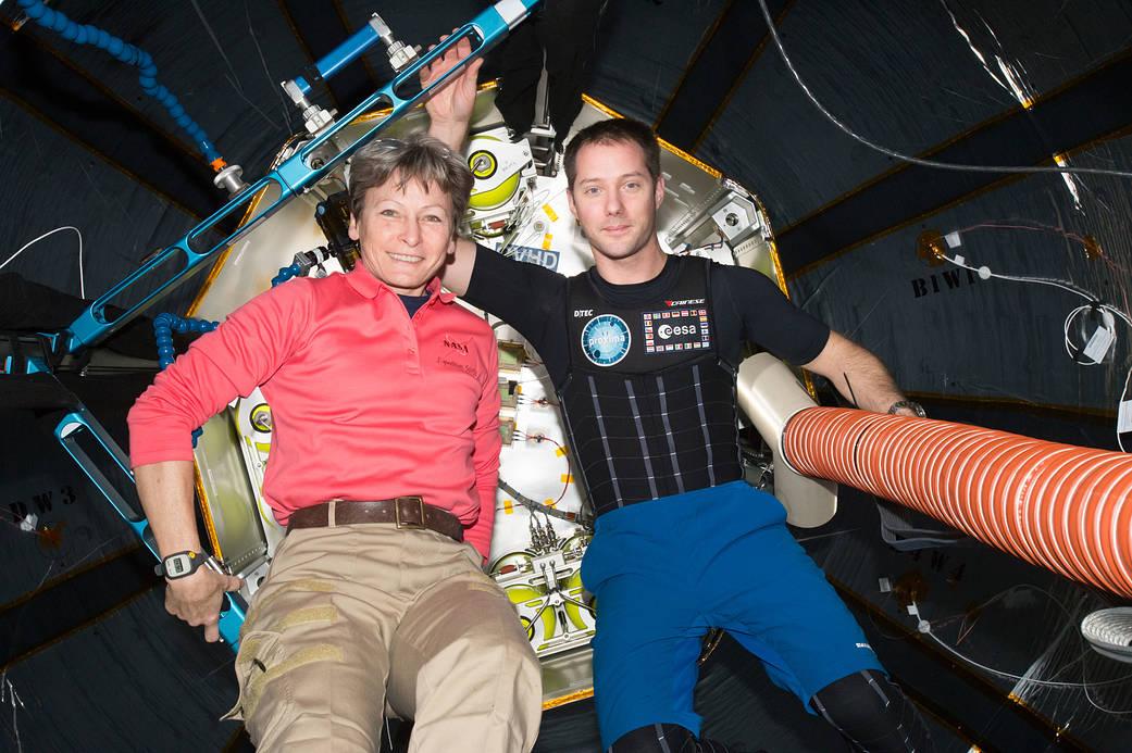 Astronauts Peggy Whitson and Thomas Pesquet Inside BEAM