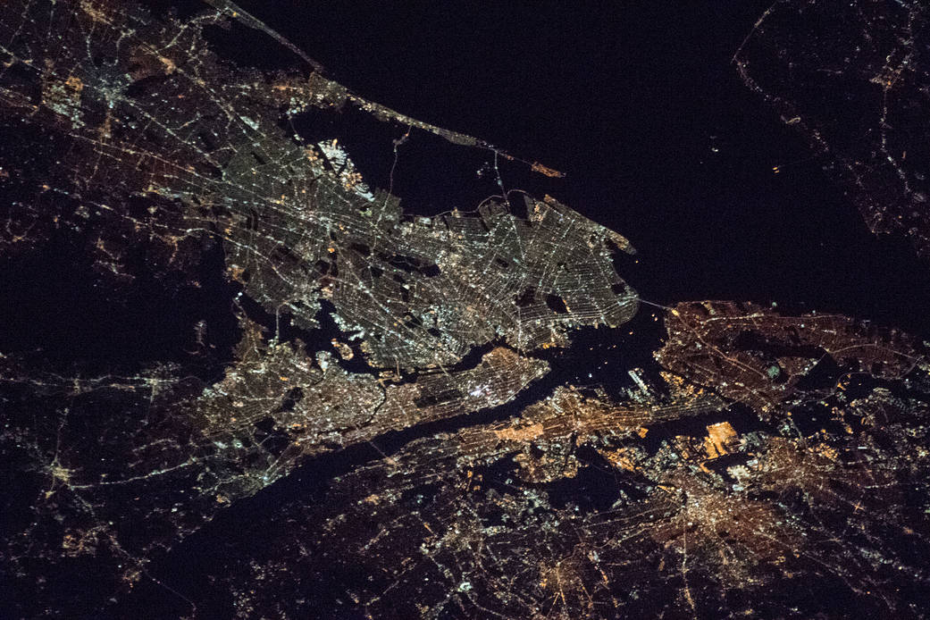 manhattan at night from space
