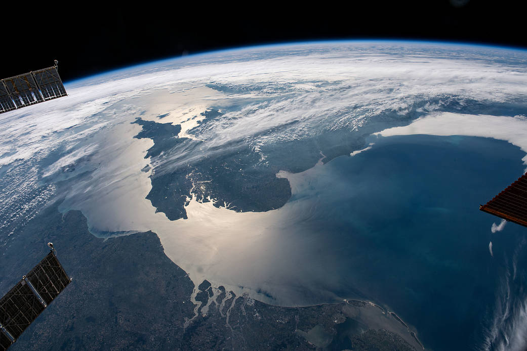 The sun's glint beams across the English Channel and the North Sea