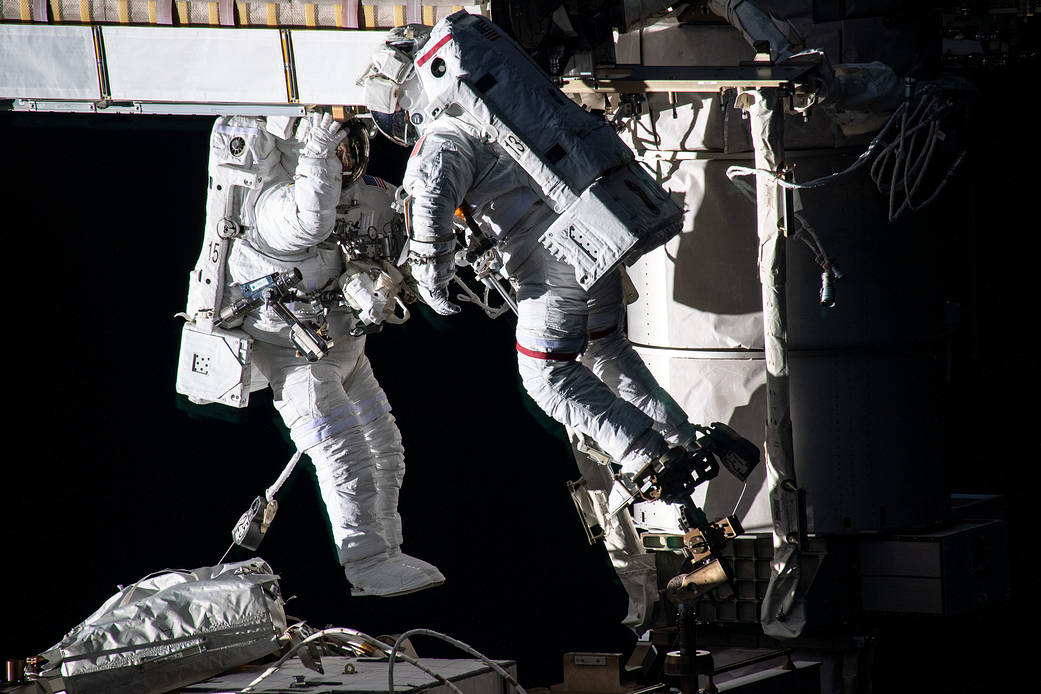 Spacewalkers Shane Kimbrough and Thomas Pesquet