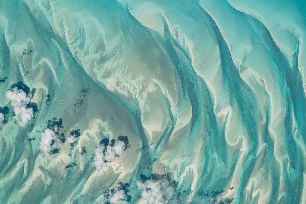 Clear blue waters off the coast of the Bahamas