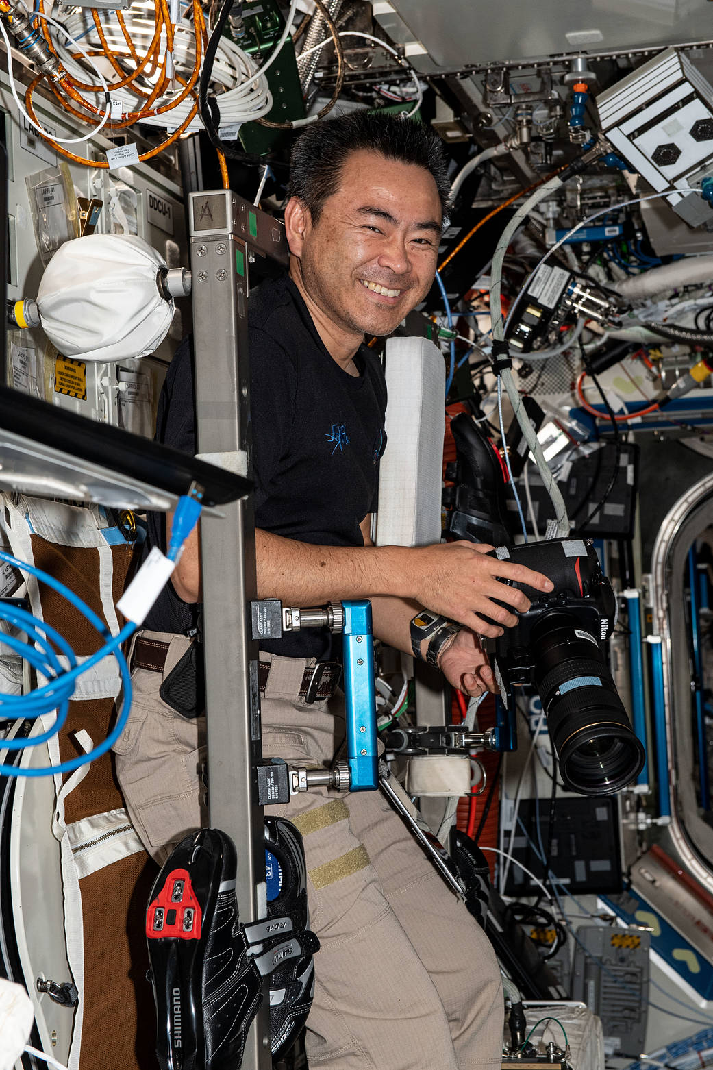 Commander Akihiko Hoshide during photography activities