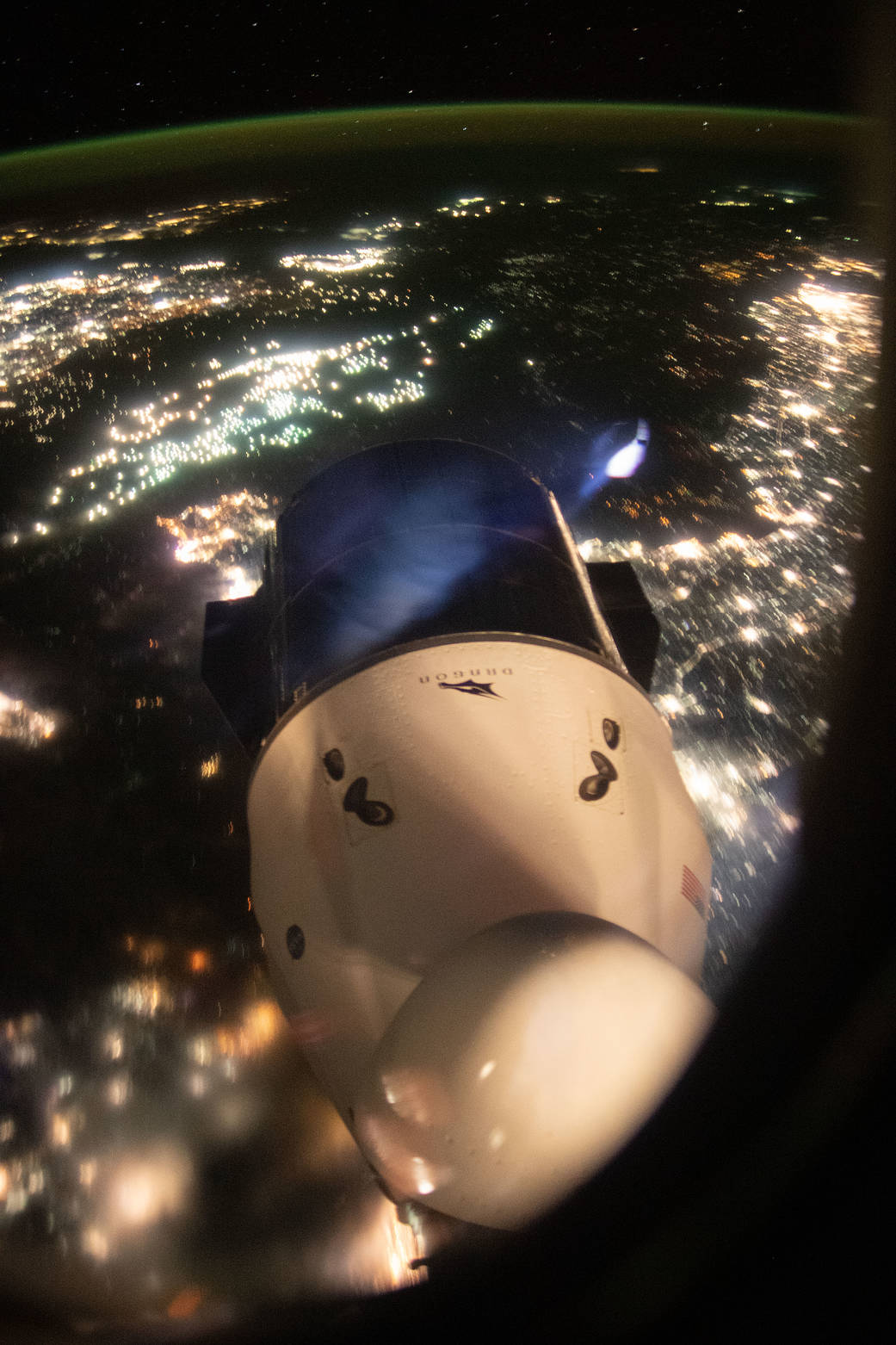 The SpaceX Cargo Dragon above Beijing, China