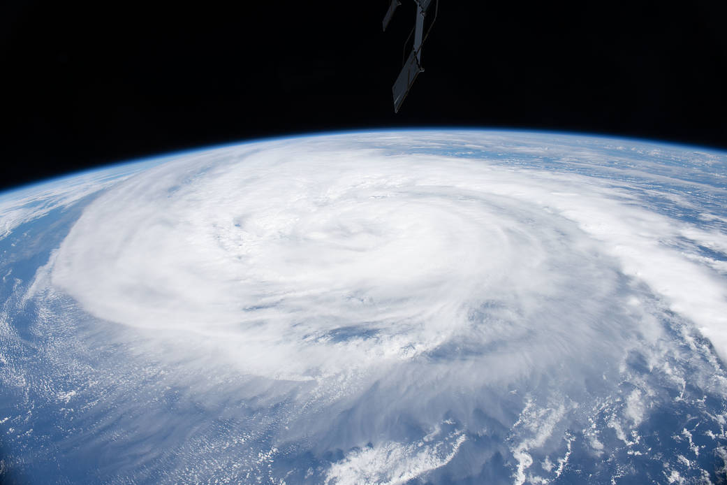 A typhoon is pictured above the Philippine Sea