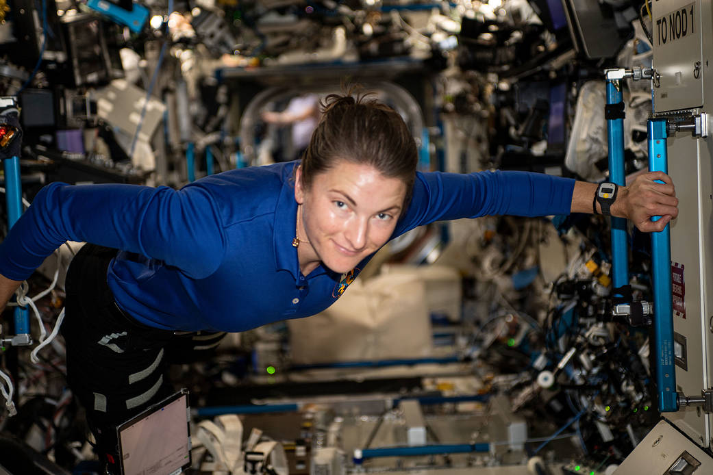 Astronaut Kayla Barron inside the U.S. Destiny laboratory module