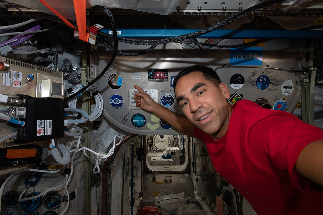 Astronaut Raja Chari is pictured inside the Columbus laboratory module