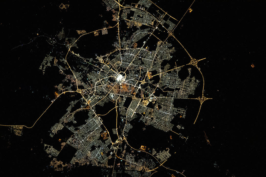 The city lights of Medina, Saudi Arabia