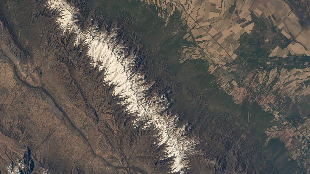 The mountainous border region between Kazakhstan and Kyrgyzstan