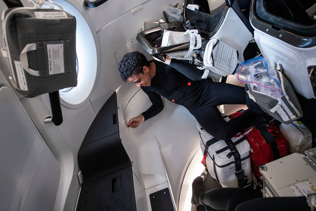 Astronaut Jessica Watkins inside the SpaceX Dragon Freedom