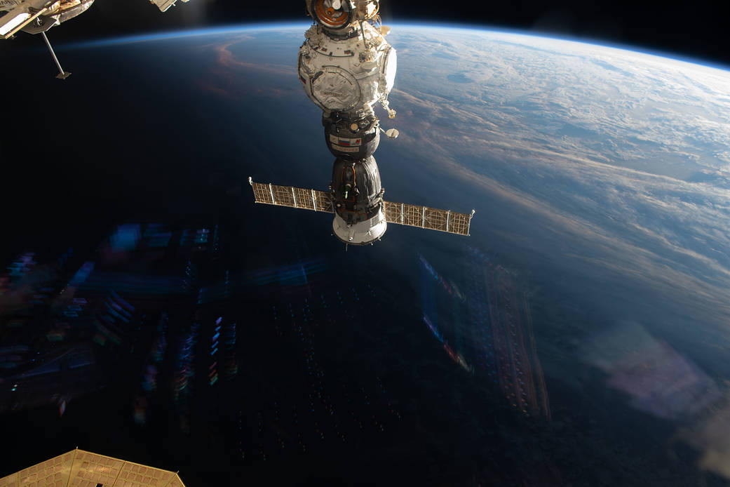 The Soyuz MS-21 crew ship is docked to the Prichal module