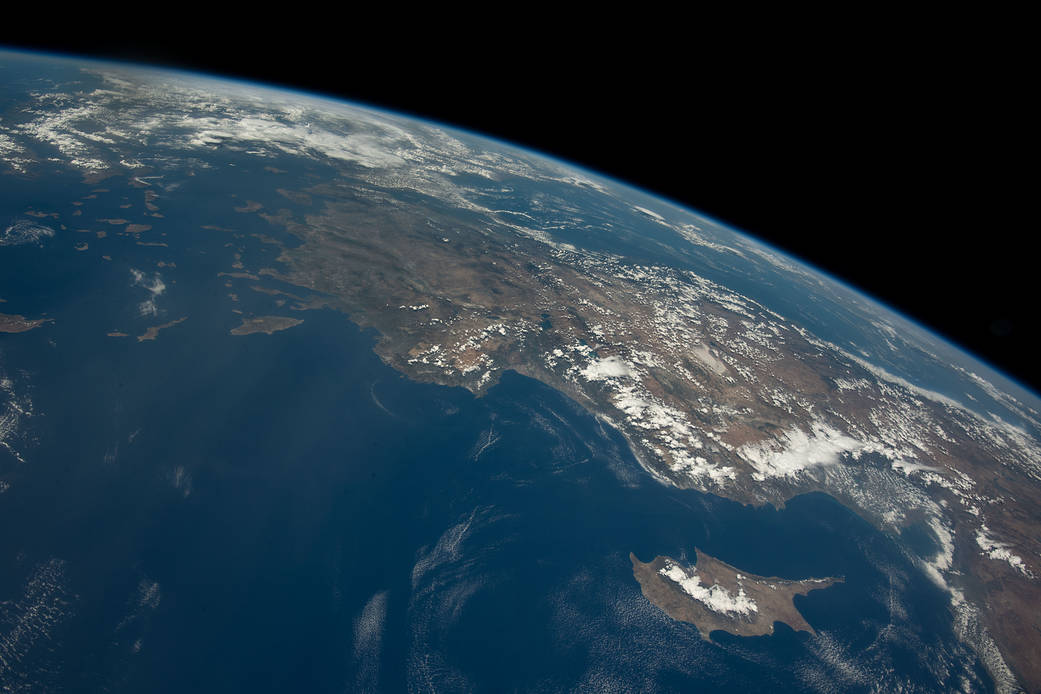 Oblique view of Turkey and the island nation of Cyprus