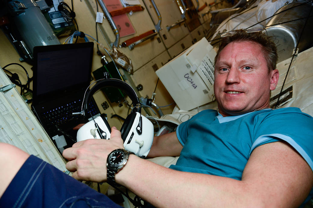 Cosmonaut Sergey Prokopyev works inside the Zvezda service module