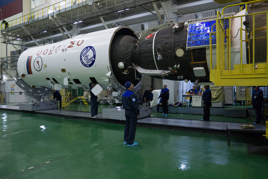 Soyuz Spacecraft Encapsulated in Upper Stage Rocket Booster