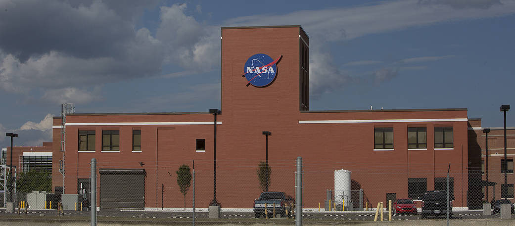 A 12-foot-diameter NASA logo was recently attached to Building 1146.