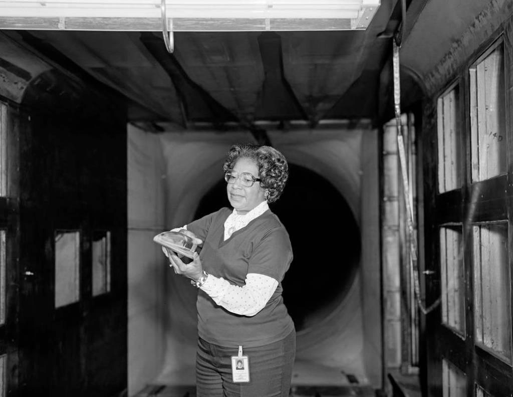 Mary Jackson in hall at NASA Langley