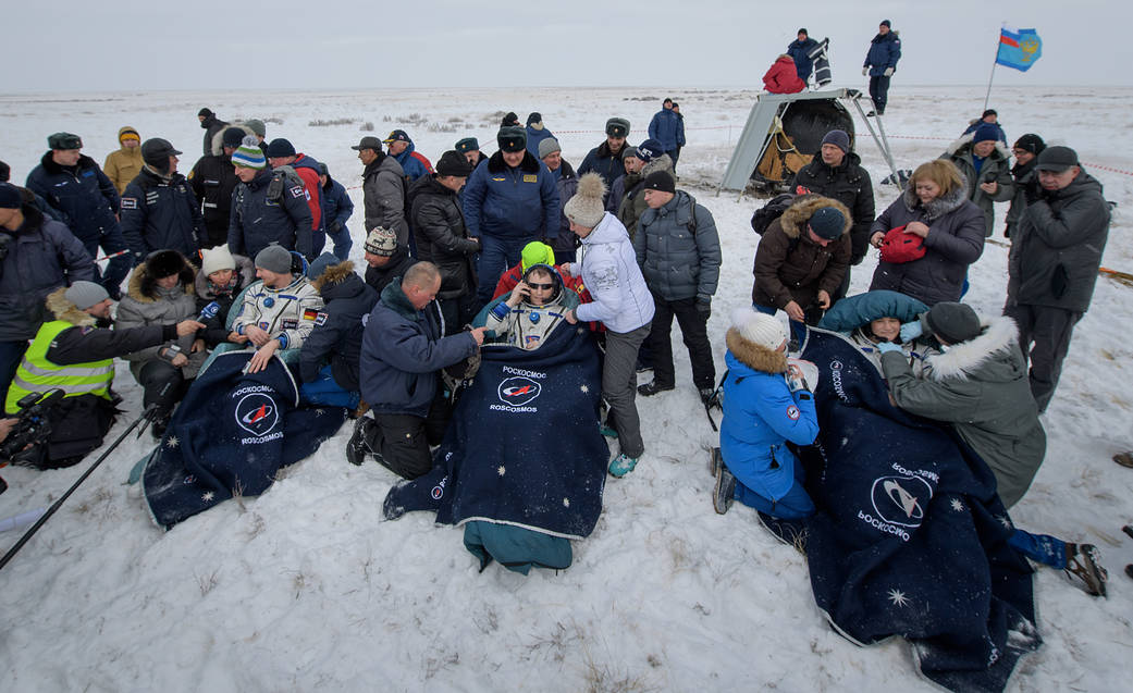 The Expedition 57 Crew Rests on Earth After Landing on Earth