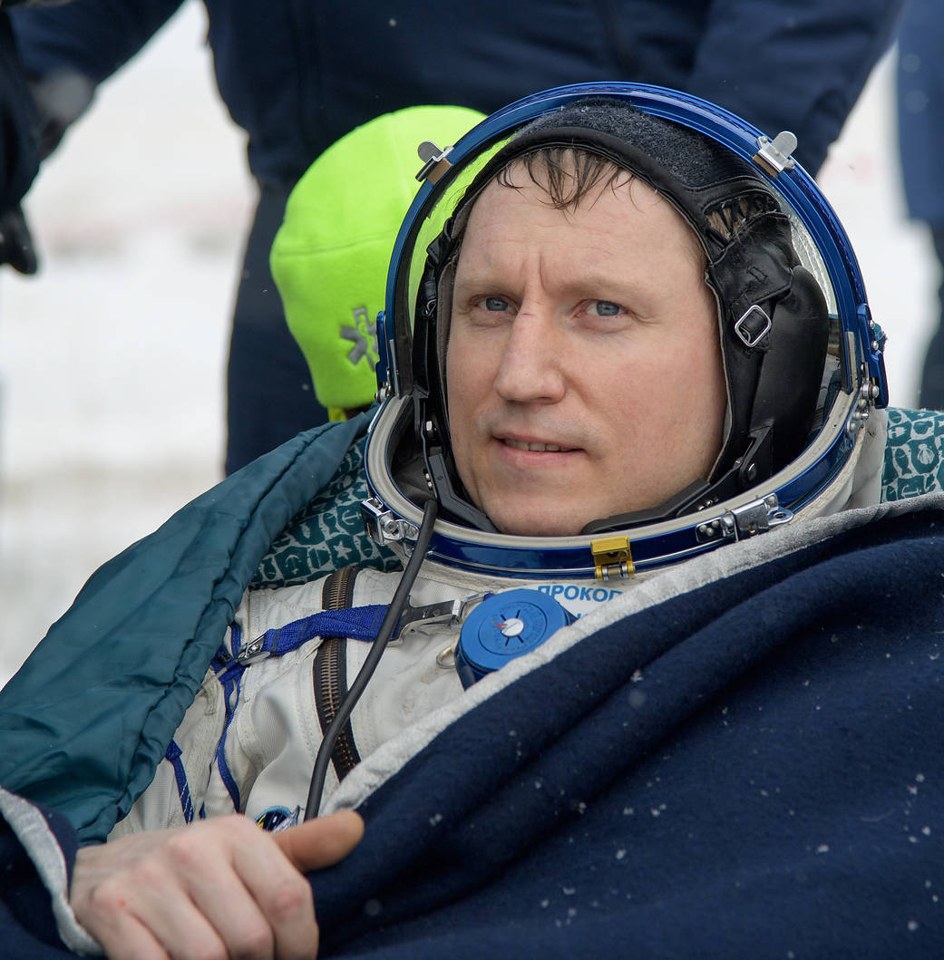 Sergey Prokopyev of Roscosmos Rests After Landing on Earth