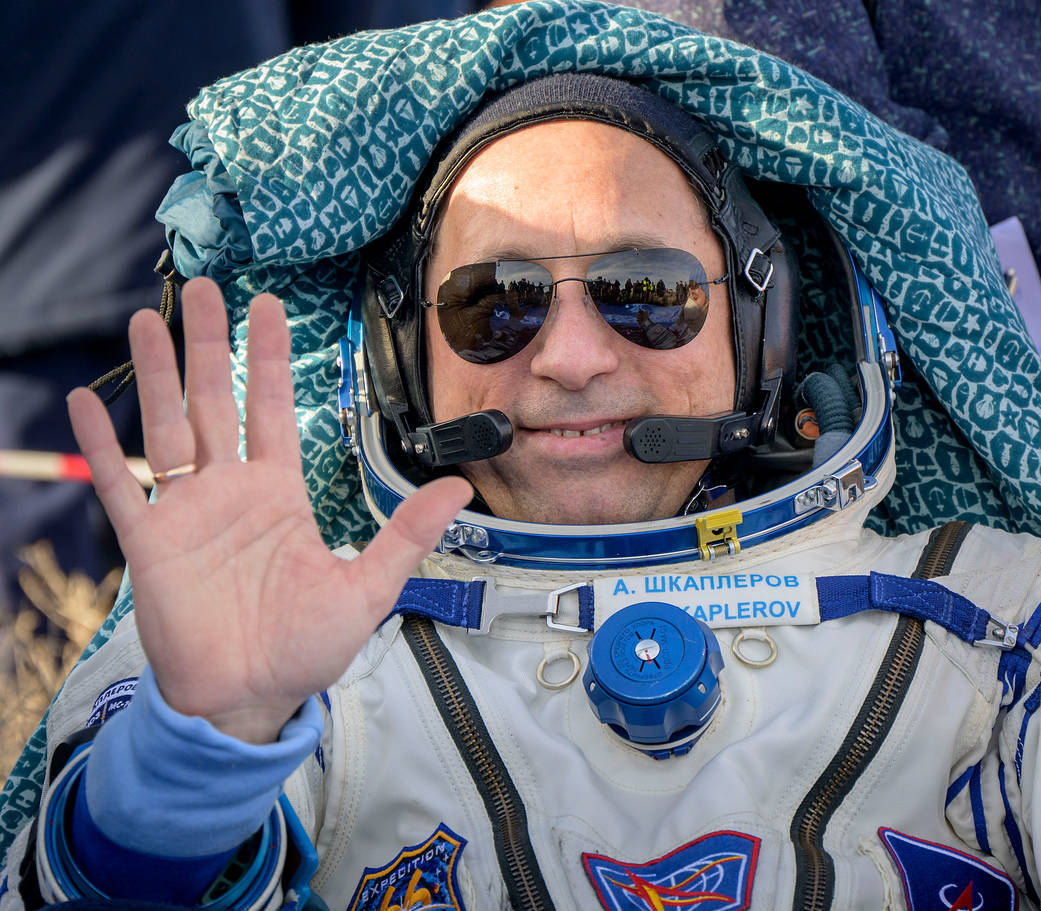 Cosmonaut Anton Shkaplerov is pictured after landing on Earth