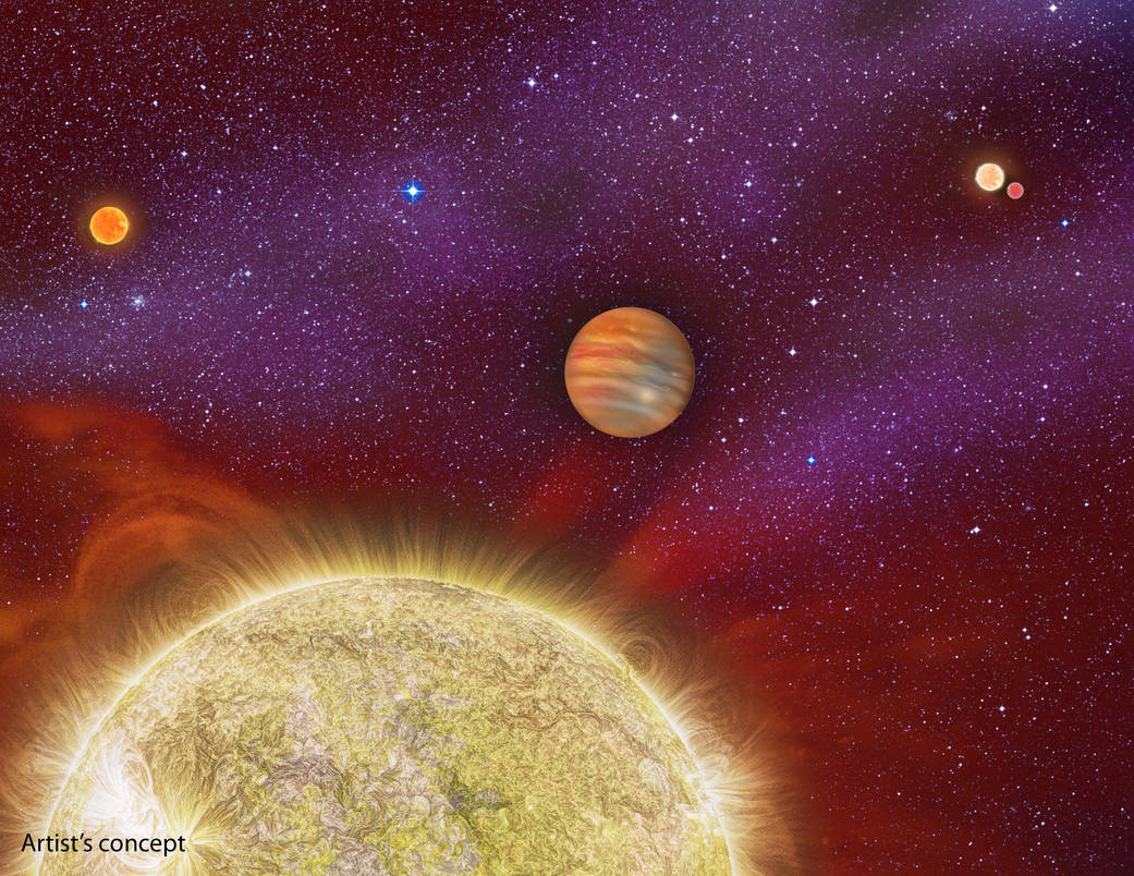 Artist's conception shows the 30 Ari system