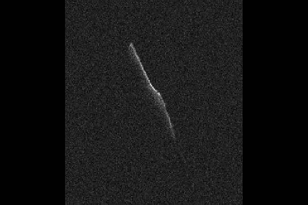 elongated asteroid in this radar image, named 2003 SD220