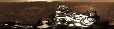 This is the first 360-degree panorama taken by Mastcam-Z, a zoomable pair of cameras aboard NASA’s Perseverance Mars rover