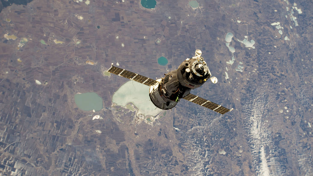 The Soyuz MS-23 crew ship approaches the space station