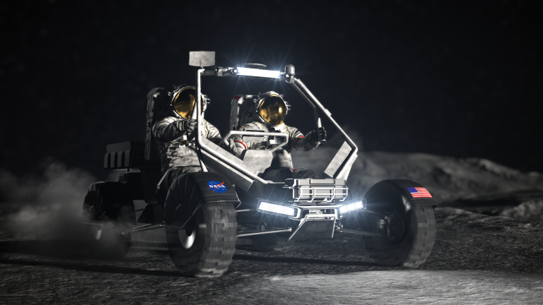 An artist's concept design of NASA's Lunar Terrain Vehicle.