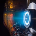 A prototype 13-kilowatt Hall thruster is tested at NASA's Glenn Research Center in Cleveland. This prototype demonstrated the technology readiness needed for industry to continue the development of high-power solar electric propulsion into a flight-qualified system.