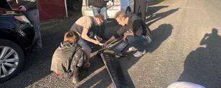 Engineering students at the University of Idaho prepare an airplane they designed and built based on the Prandtl-D design developed by NASAs Armstrong Flight Research Center in Edwards, California.