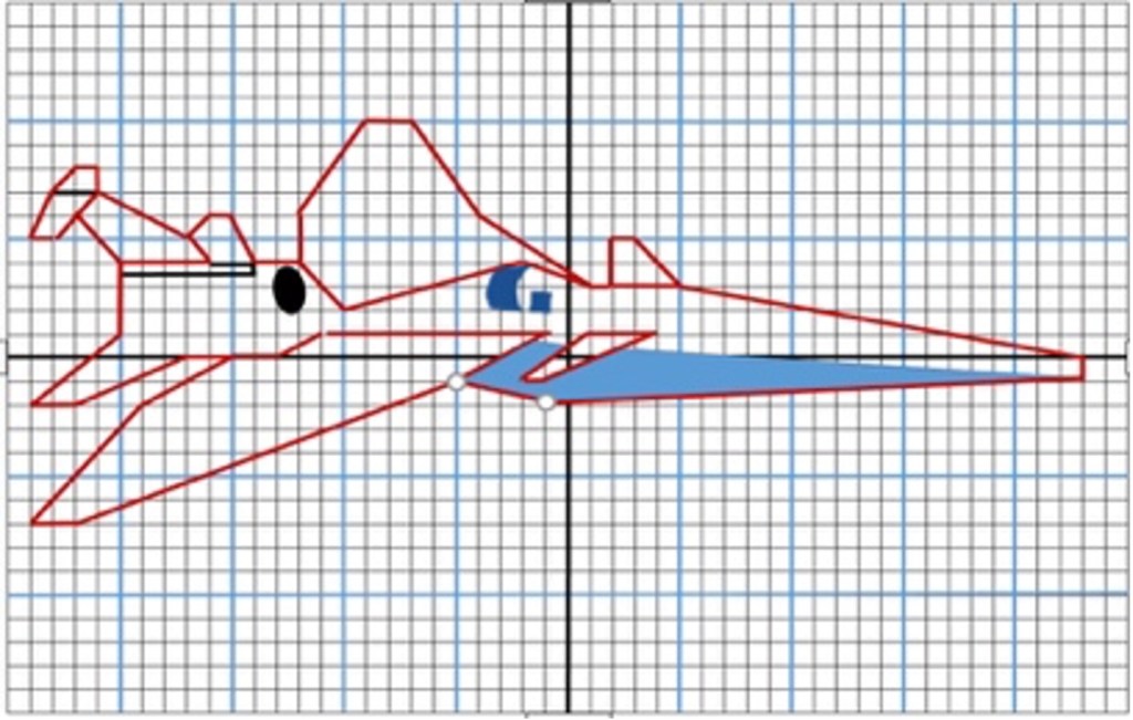 X-59 airplane made from plotting points on a graph.