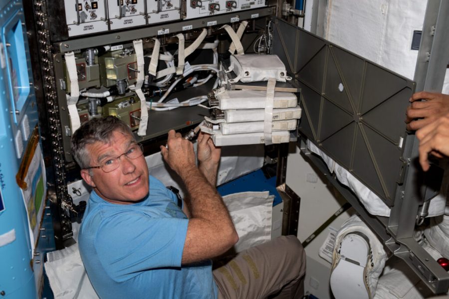 NASA astronaut and Expedition 68 Flight Engineer Stephen Bowen is pictured conducting maintenance activities