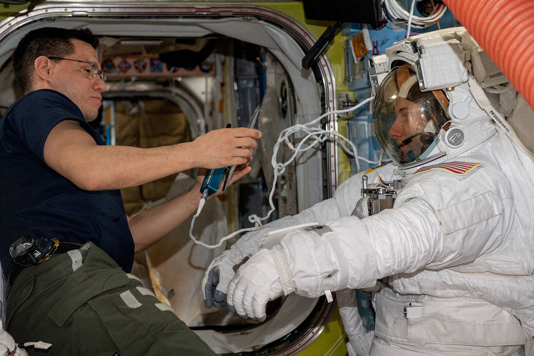 Astronauts Woody Hoburg and Frank Rubio