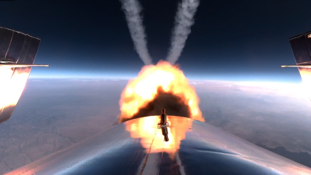 Rear view of rocket during burn.