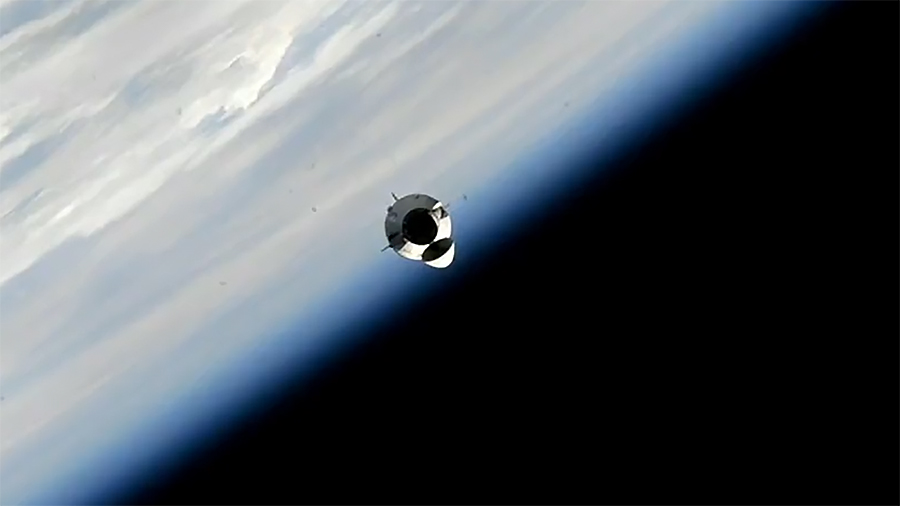 The SpaceX Dragon Endurance spacecraft, with four Crew-7 crew members aboard, approaches the space station for a docking on Sunday, Aug. 27, 2023. Credit: NASA TV